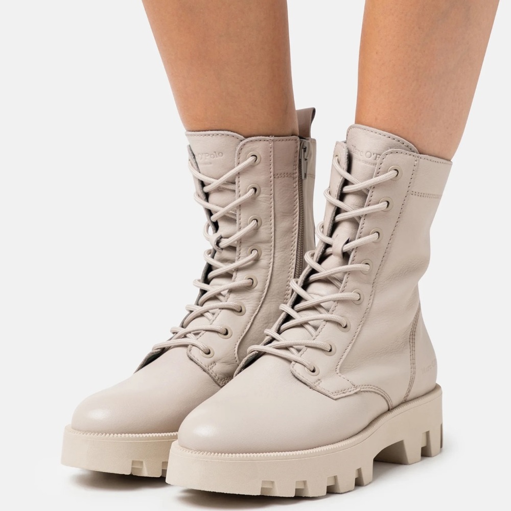 Marc O'Polo NWOT cream leather combat boots size 37